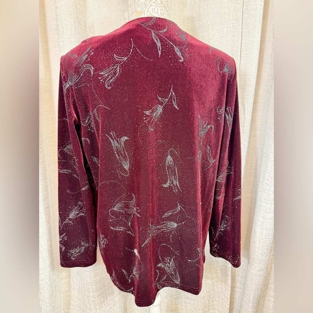 Elegant Burgundy Velvet Evening Jacket | Vintage Teddi Embroidered Blazer - Picture 5 of 9
